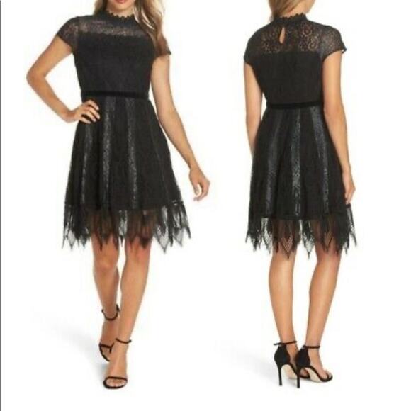 Foxiedox Maisie Black Lace High Neck Dress Size 6 NWT Knee Length Wedding Formal - Picture 11 of 11